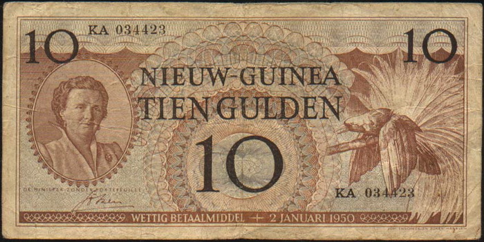 Лицевая сторона банкноты Голландии номиналом 10 Гульденов