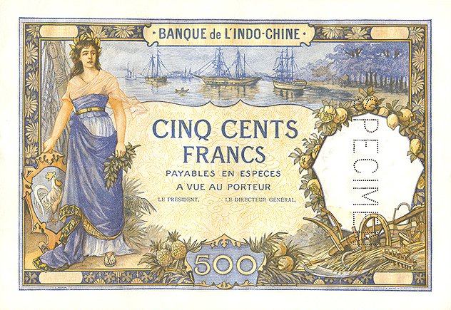 Лицевая сторона банкноты Полинезии номиналом 500 Франков