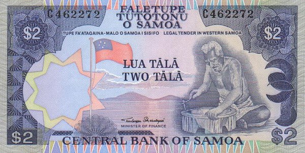 Лицевая сторона банкноты Самоа номиналом 2 Тала