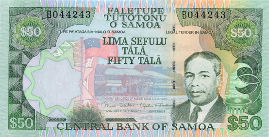 Лицевая сторона банкноты Самоа номиналом 50 Тала