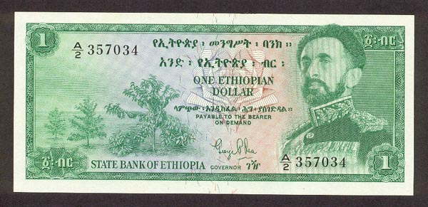 Лицевая сторона банкноты Эфиопии номиналом 1 Доллар