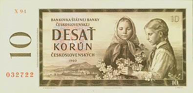 Лицевая сторона банкноты Чехии номиналом 10 Крон