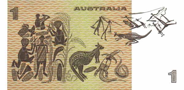 Обратная сторона банкноты Австралии номиналом 1 Доллар