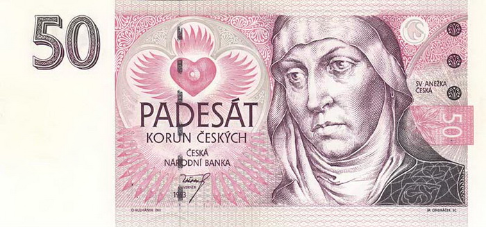 Лицевая сторона банкноты Чехии номиналом 50 Крон