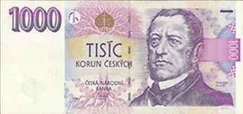 Лицевая сторона банкноты Чехии номиналом 1000 Крон