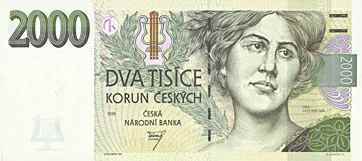 Лицевая сторона банкноты Чехии номиналом 2000 Крон