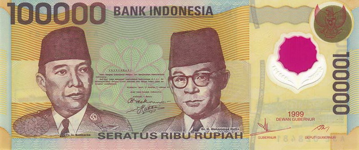Лицевая сторона банкноты Индонезии номиналом 100000 Рупий