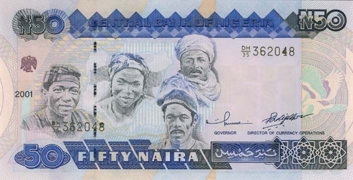 Лицевая сторона банкноты Нигерии номиналом 50 Найр