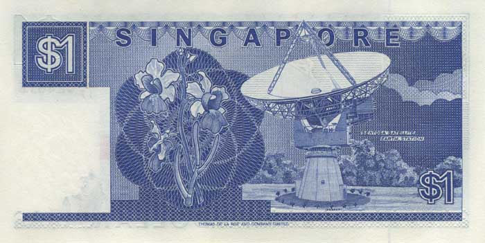 Обратная сторона банкноты Сингапура номиналом 1 Доллар