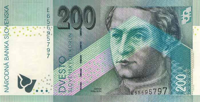Лицевая сторона банкноты Словакии номиналом 200 Крон