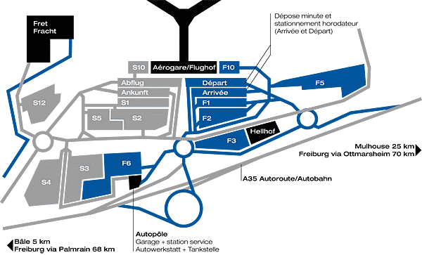Схема парковок (французский сектор) аэропорта Базеля