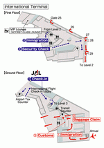Схема терминалов авиакомпании JAL аэропорта Крайстчерча