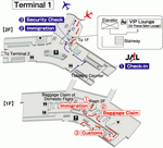 Схема терминалов авиакомпании JAL аэропорта Сан-Паулу