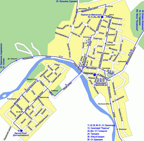 Карта Звенигорода