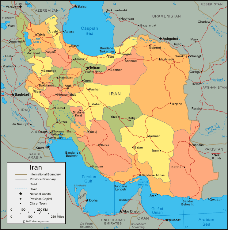 Подробная карта Ирана