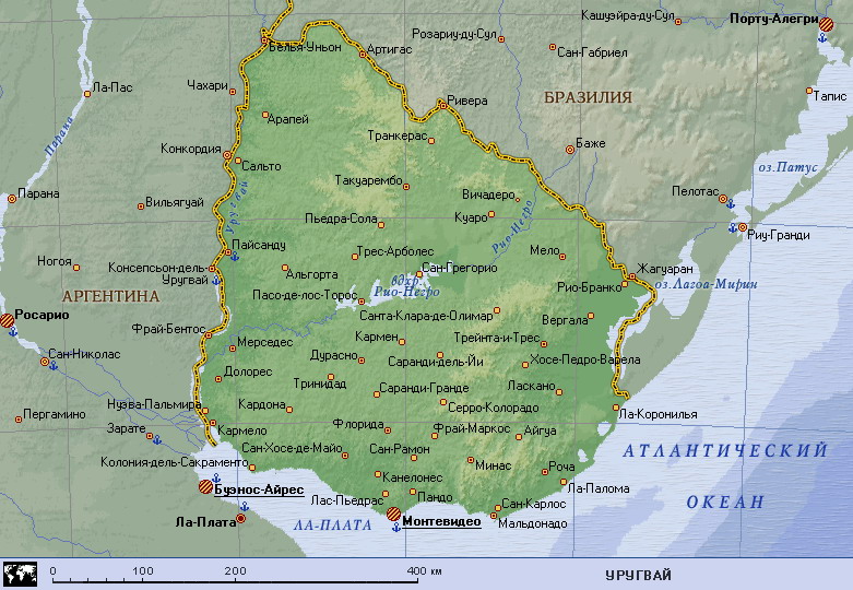 Подробная карта Уругвая