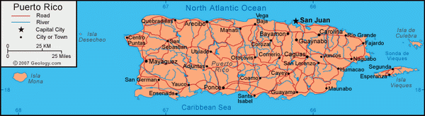 Карта Пуэрто-Рико