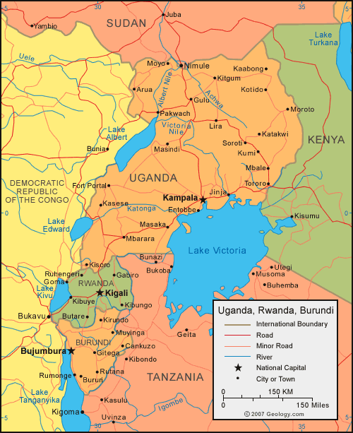 Карта Уганды