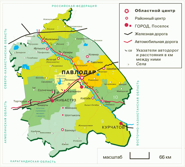 Карта Павлодарской области