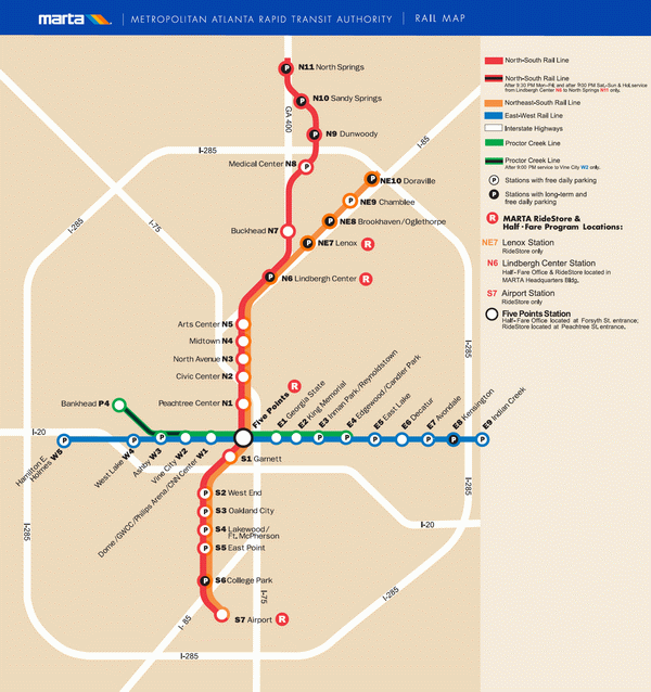 Схема метро Атланты