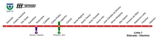 Схема метро Белу-Оризонте