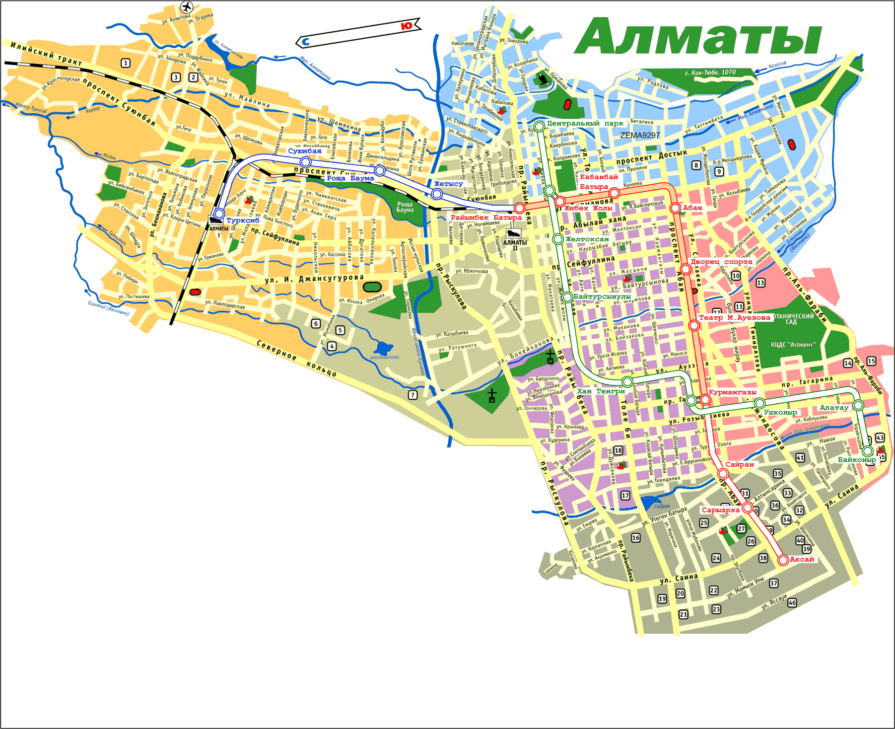 Подробная схема метро Алма-Аты