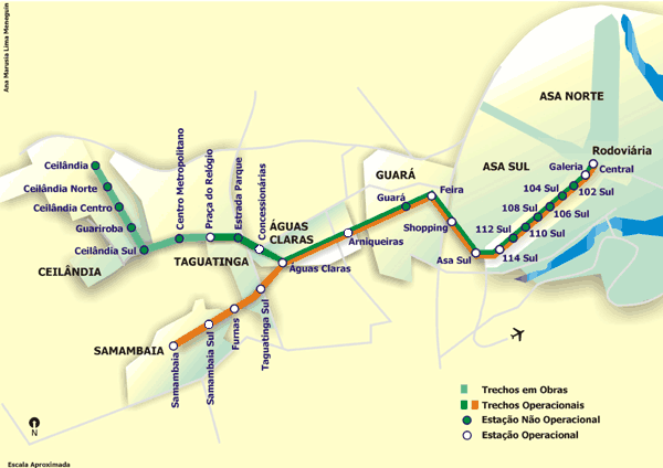 Подробная схема метро Бразилии