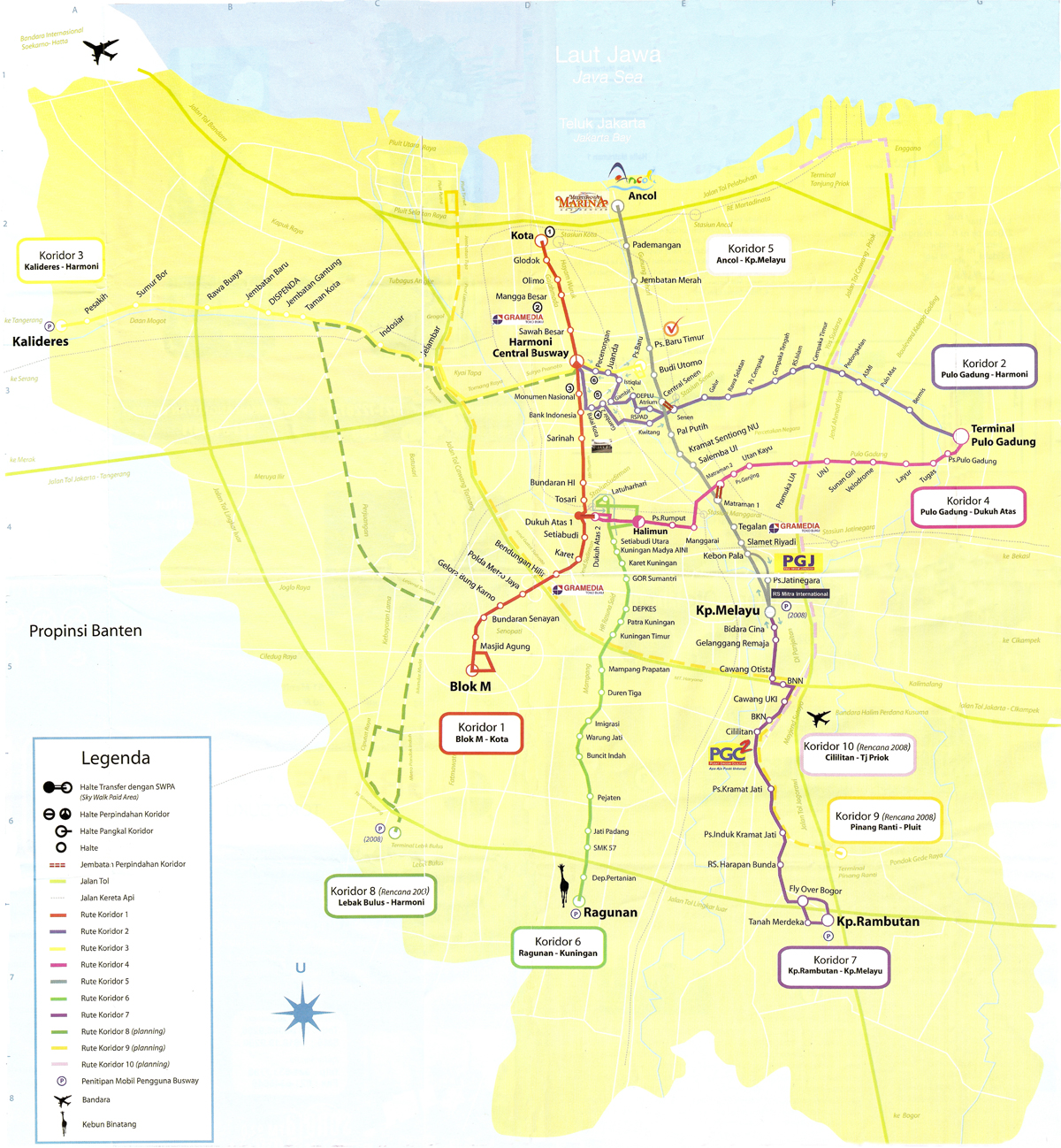 Подробная схема метро Джакарты