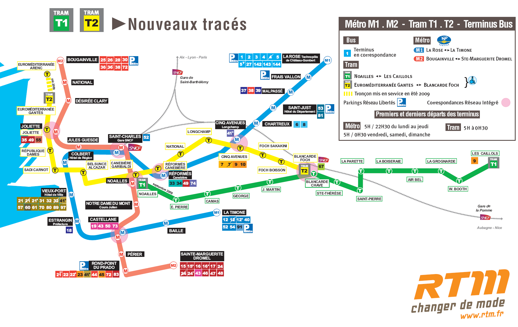 Подробная схема метро Марселя