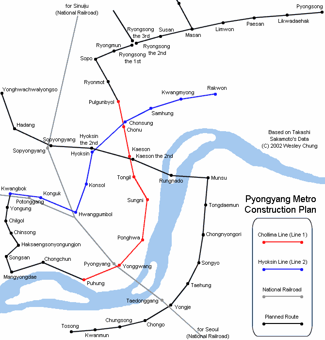 Подробная схема метро Пхеньяна