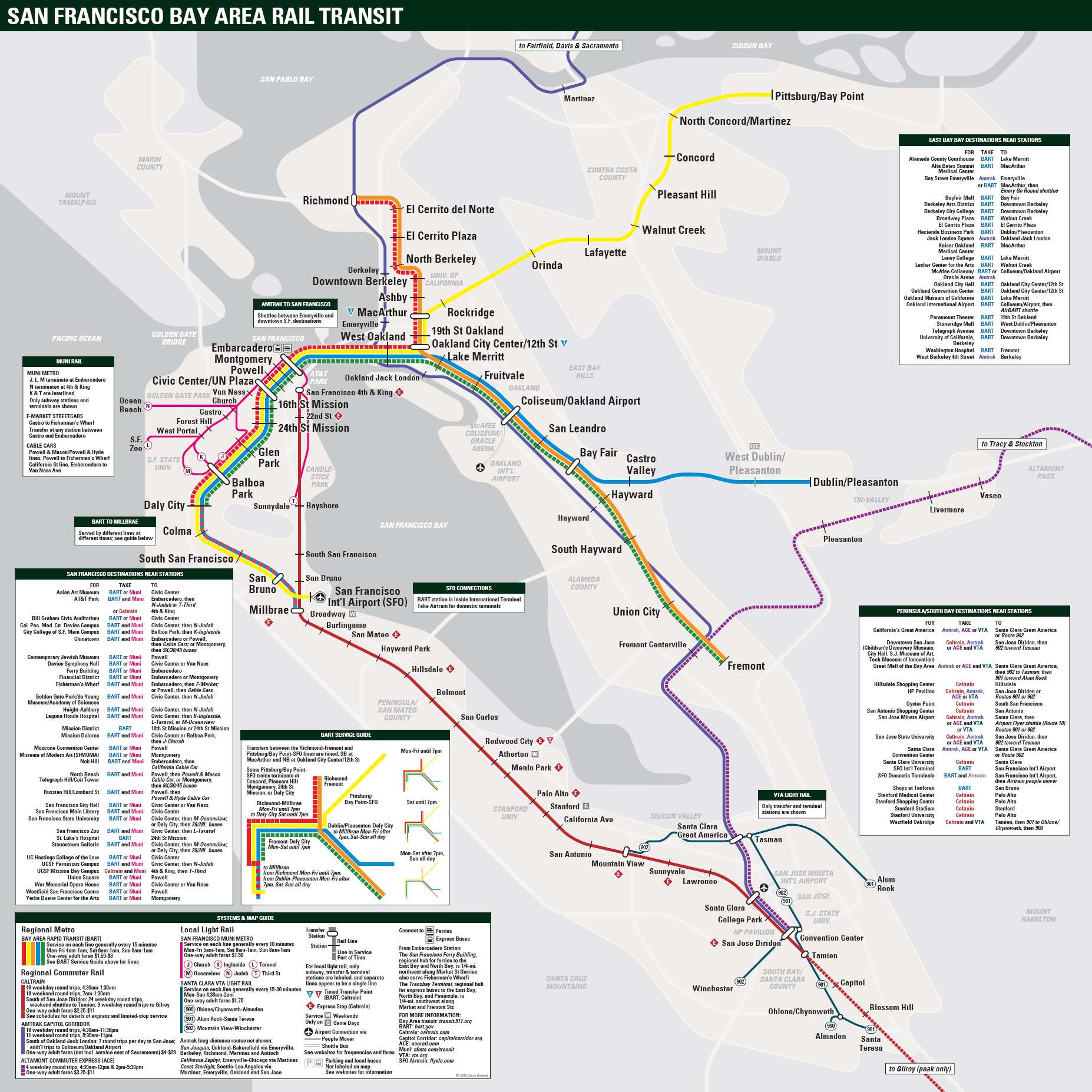 Подробная схема метро Сан-Франциско