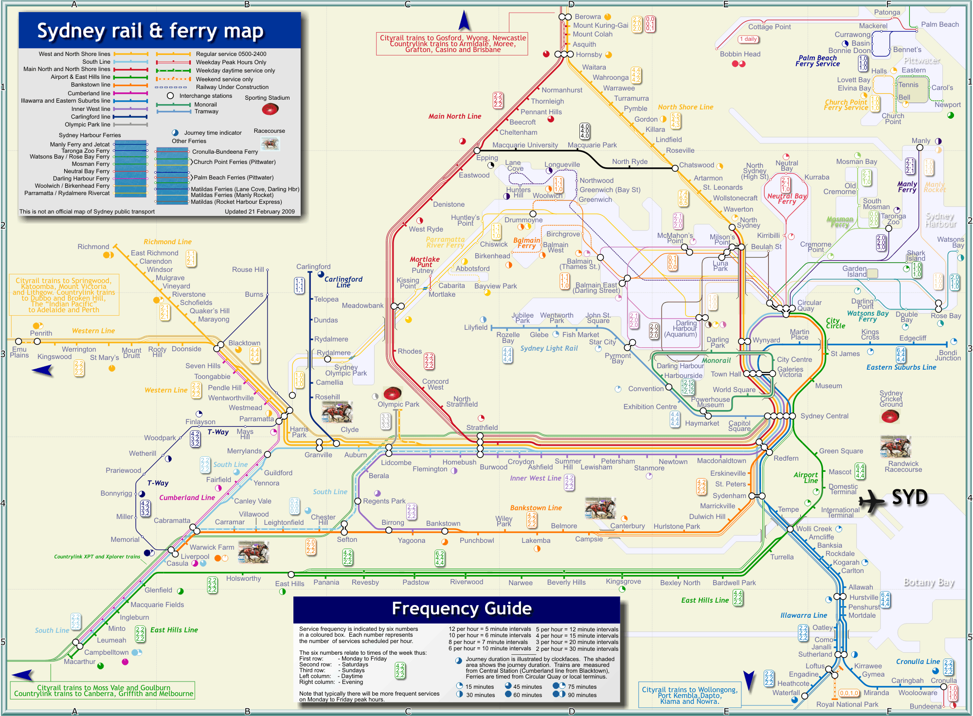 Подробная схема метро Сиднея