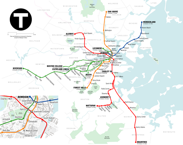 Схема метро Бостона