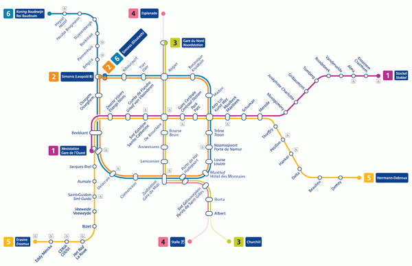 Схема метро Брюсселя