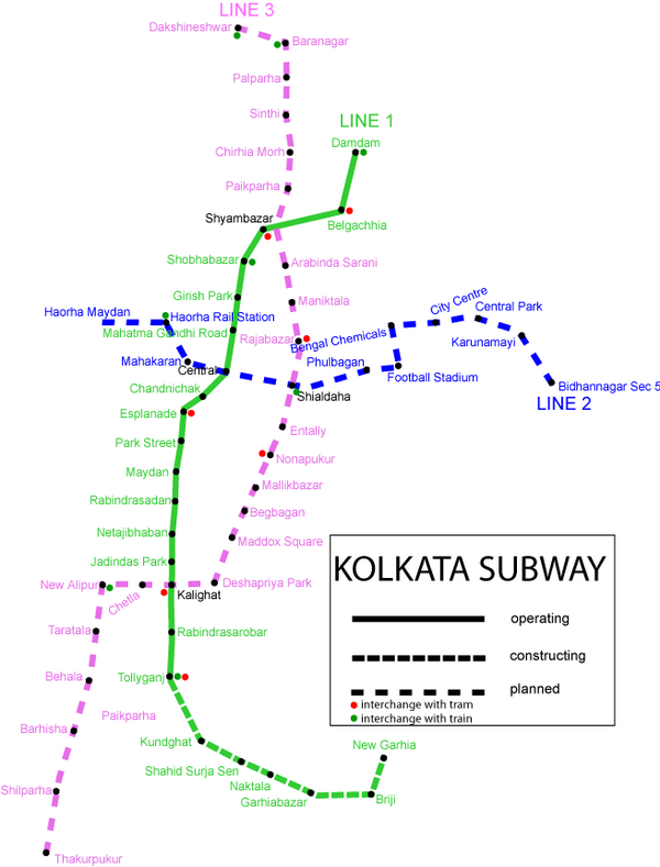 Схема метро Калькутты