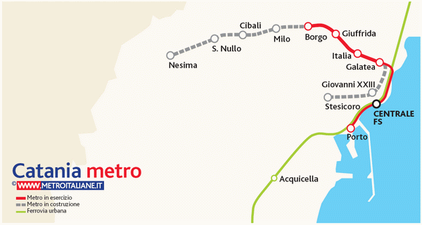 Схема метро Катании