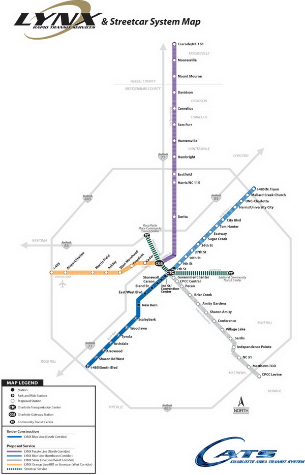 Схема метро Шарлотты