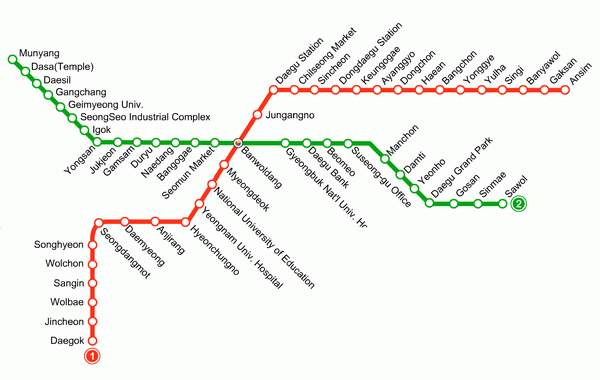 Схема метро Тэгу