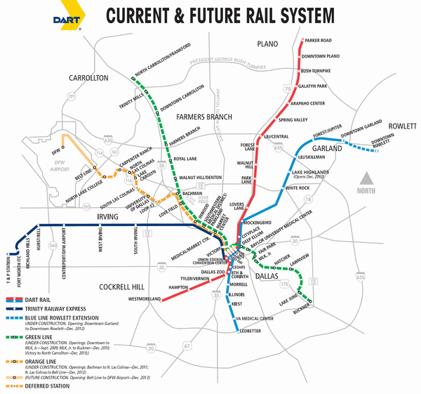 Схема метро Далласа