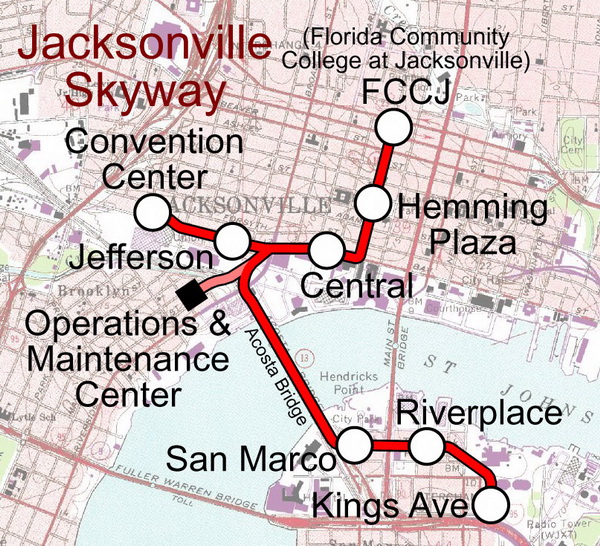 Схема метро Джексонвилля