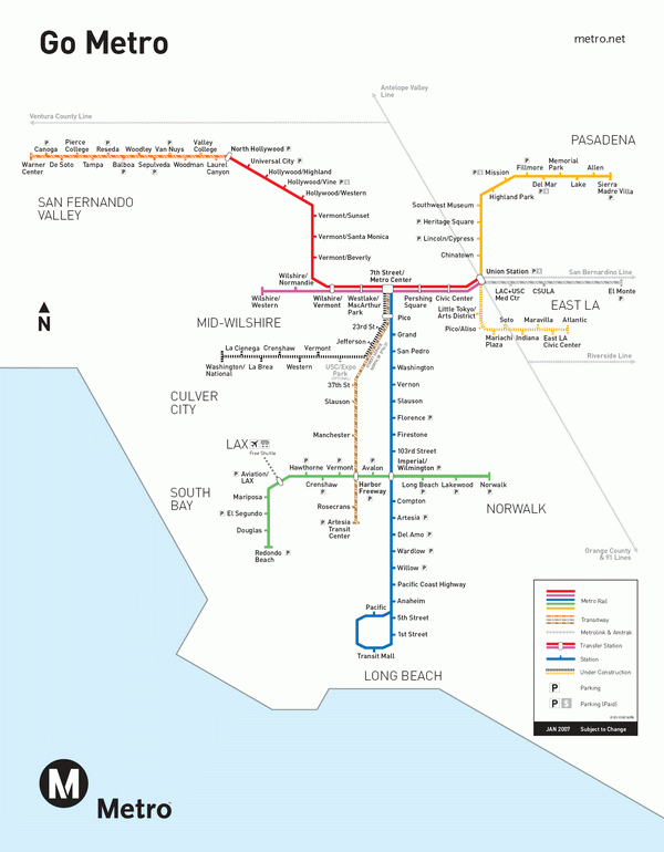 Схема метро Лос-Анджелеса
