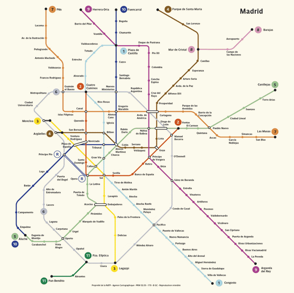 Схема метро Мадрида