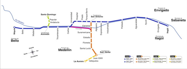 Схема метро Медельина