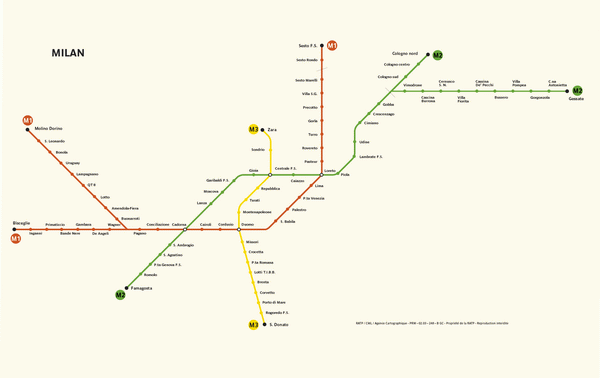 Схема метро Милана