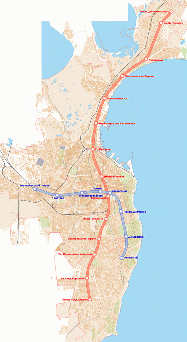 Схема метро Одессы