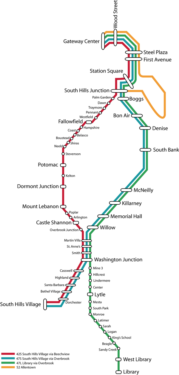 Схема метро Питтсбурга