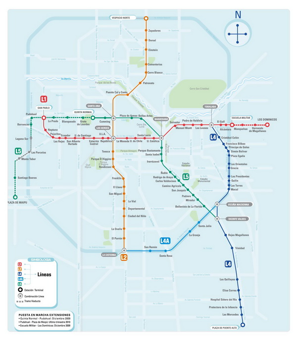Схема метро Сантьяго