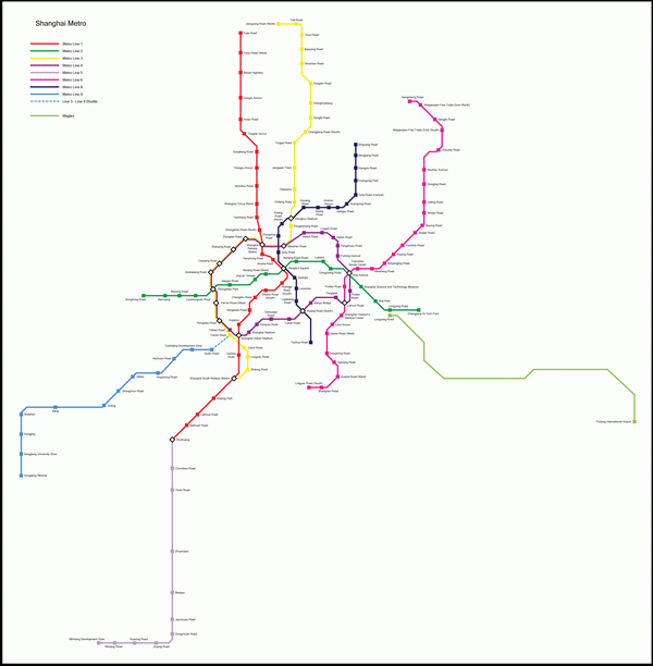 Схема метро Шанхая