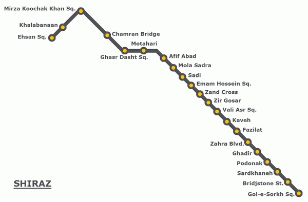 Схема метро Шираза
