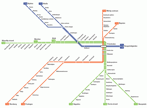 Схема метро Стокгольма
